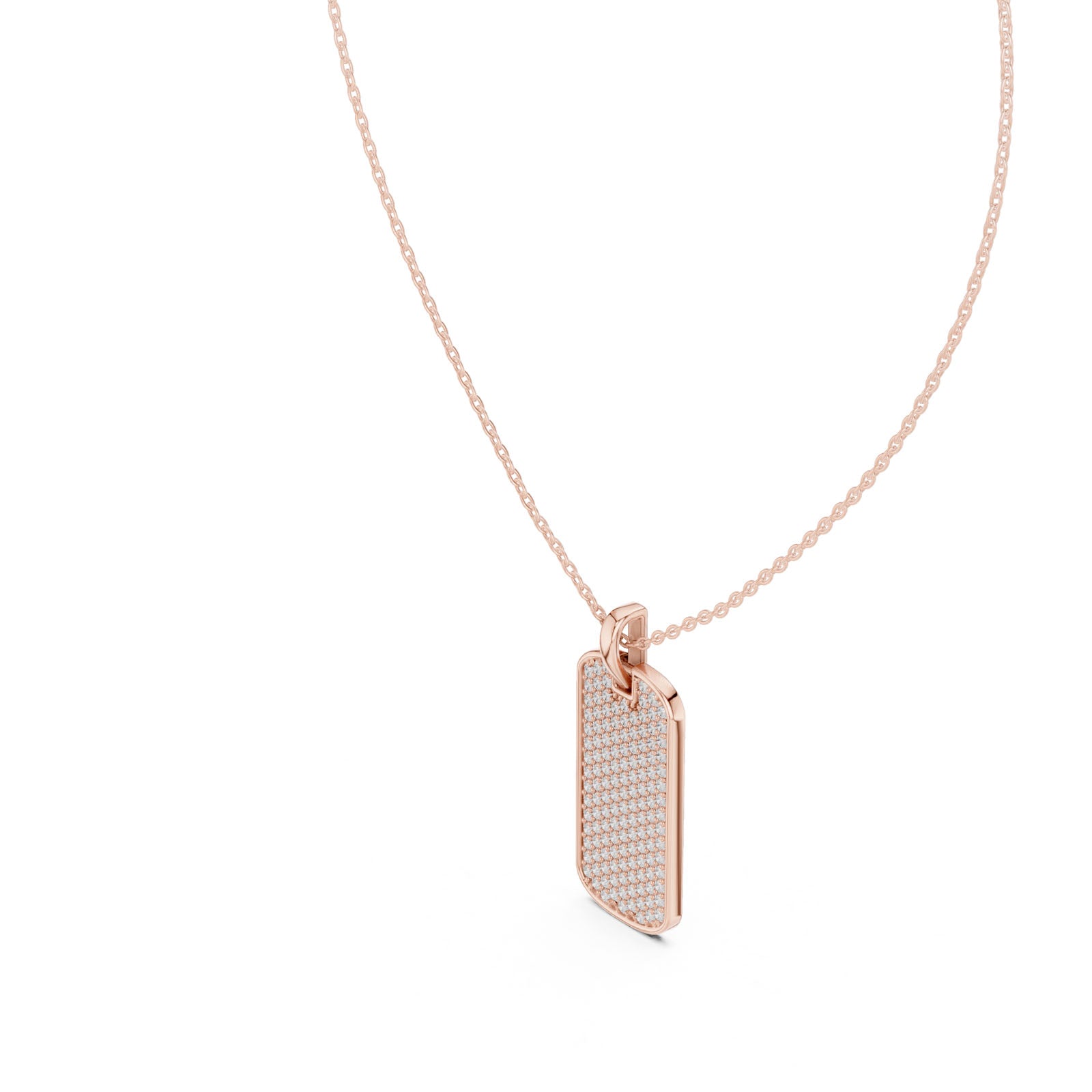1.39 Ct. Diamond Pavé Dog Tag Pendant Necklace (GPD-0068) 10