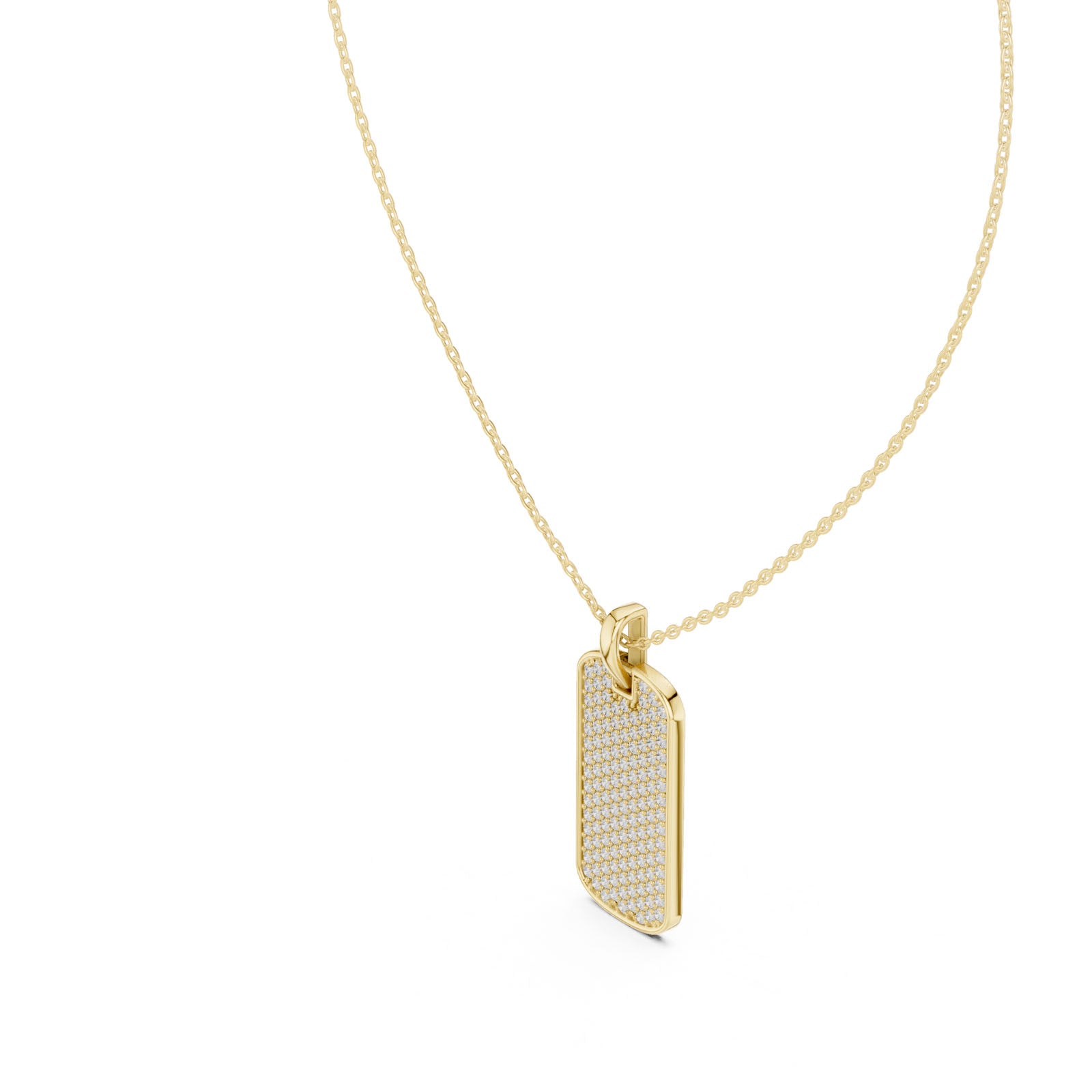 1.39 Ct. Diamond Pavé Dog Tag Pendant Necklace (GPD-0068)