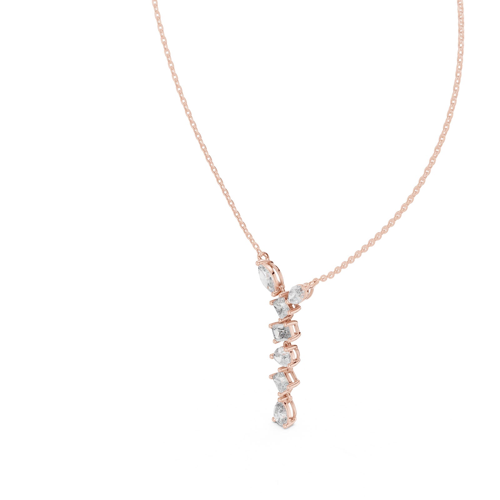 3.50 Ct. Multi-Shape Diamond Drop Pendant Necklace (GPD-0070) 12