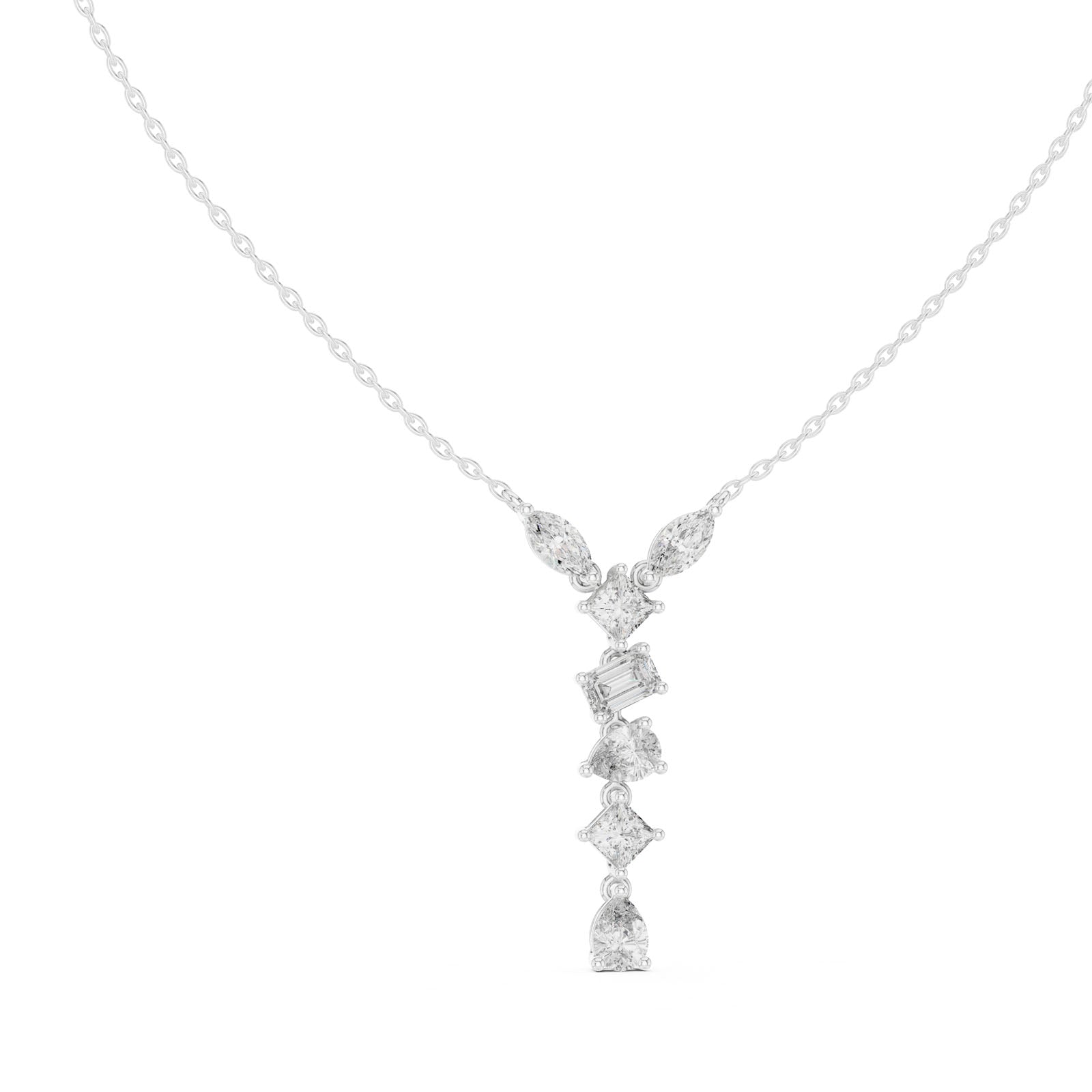 3.50 Ct. Multi-Shape Diamond Drop Pendant Necklace (GPD-0070)