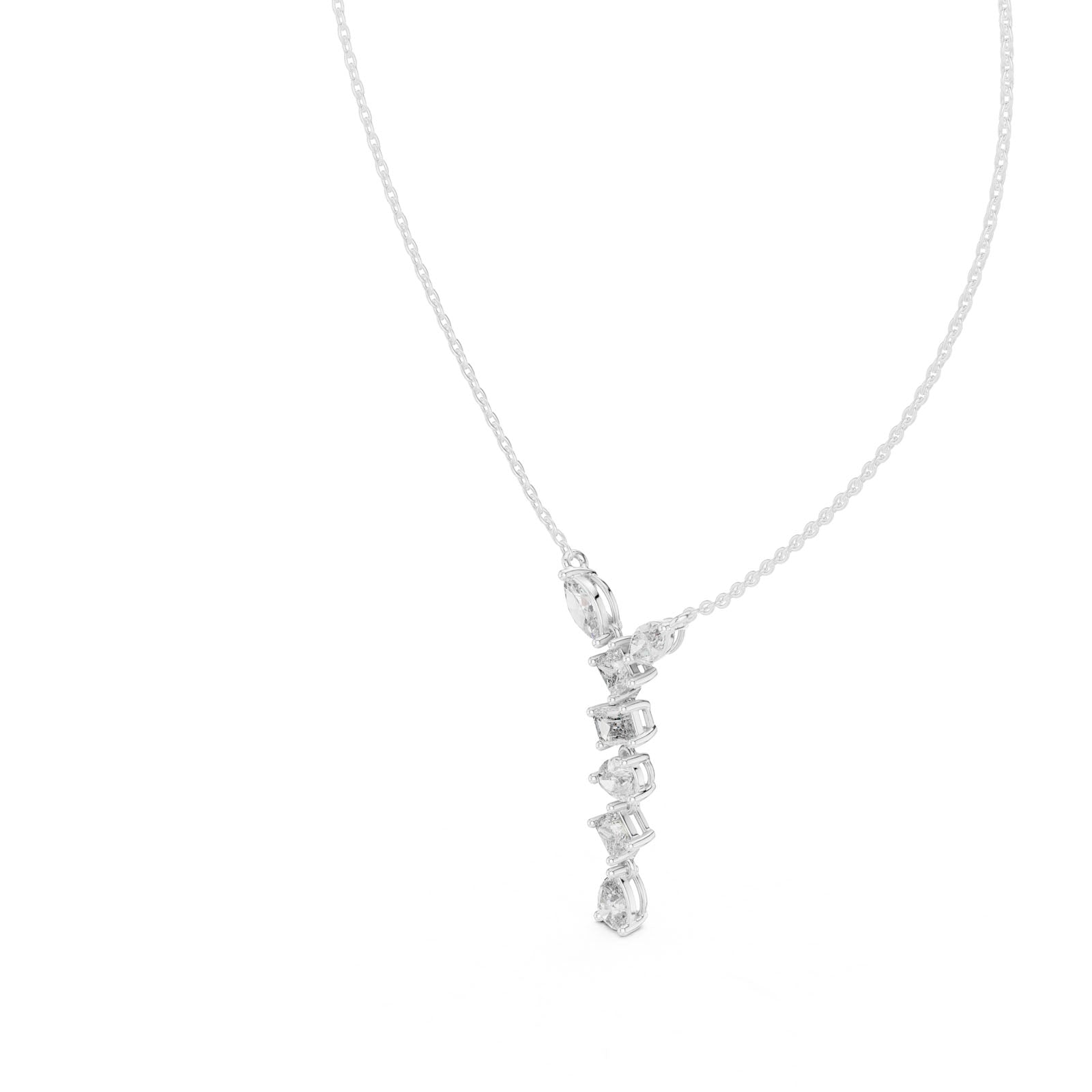 3.50 Ct. Multi-Shape Diamond Drop Pendant Necklace (GPD-0070) 4