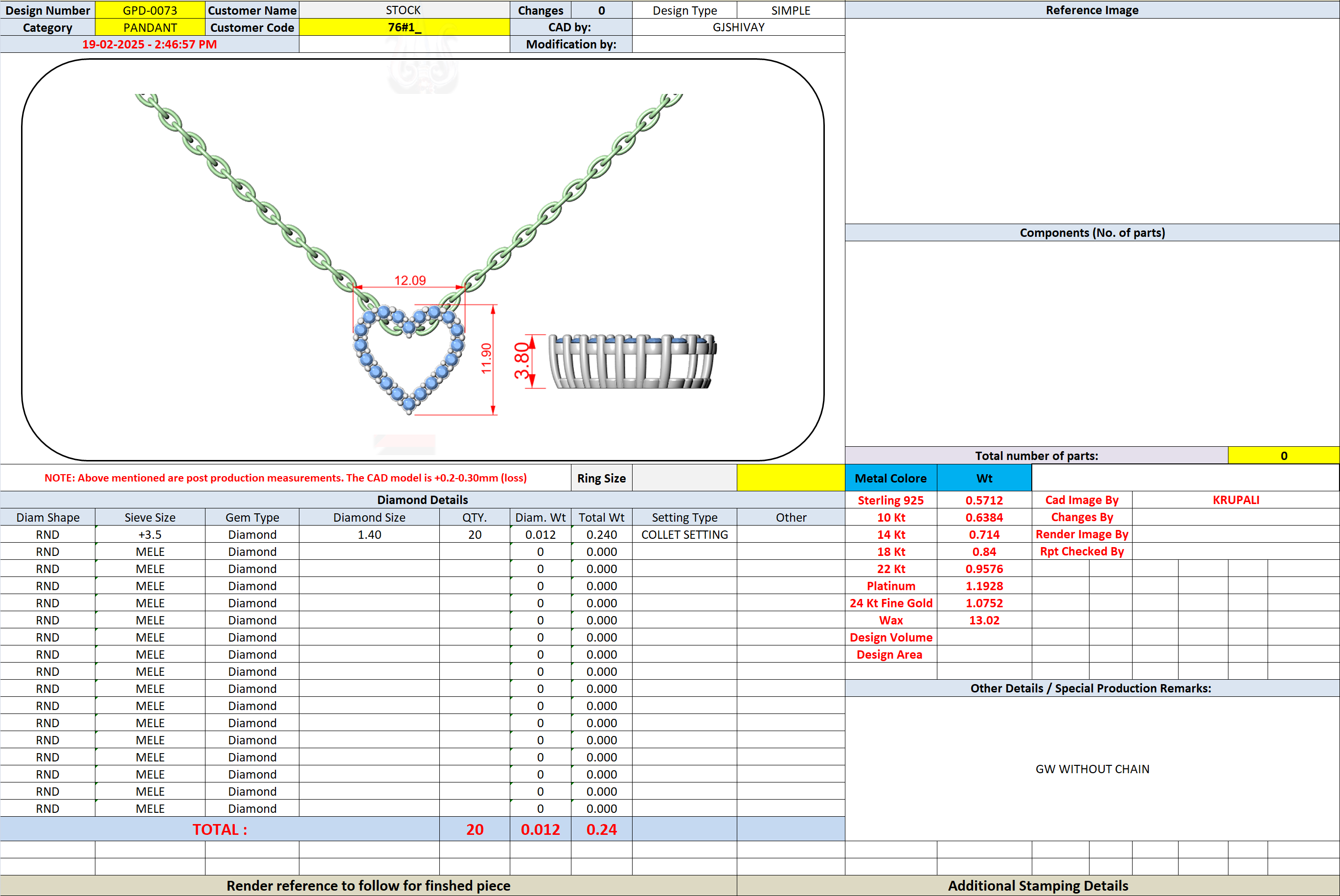 .25 Ct. Diamond Open Heart Pendant Necklace (GPD-0073) 13
