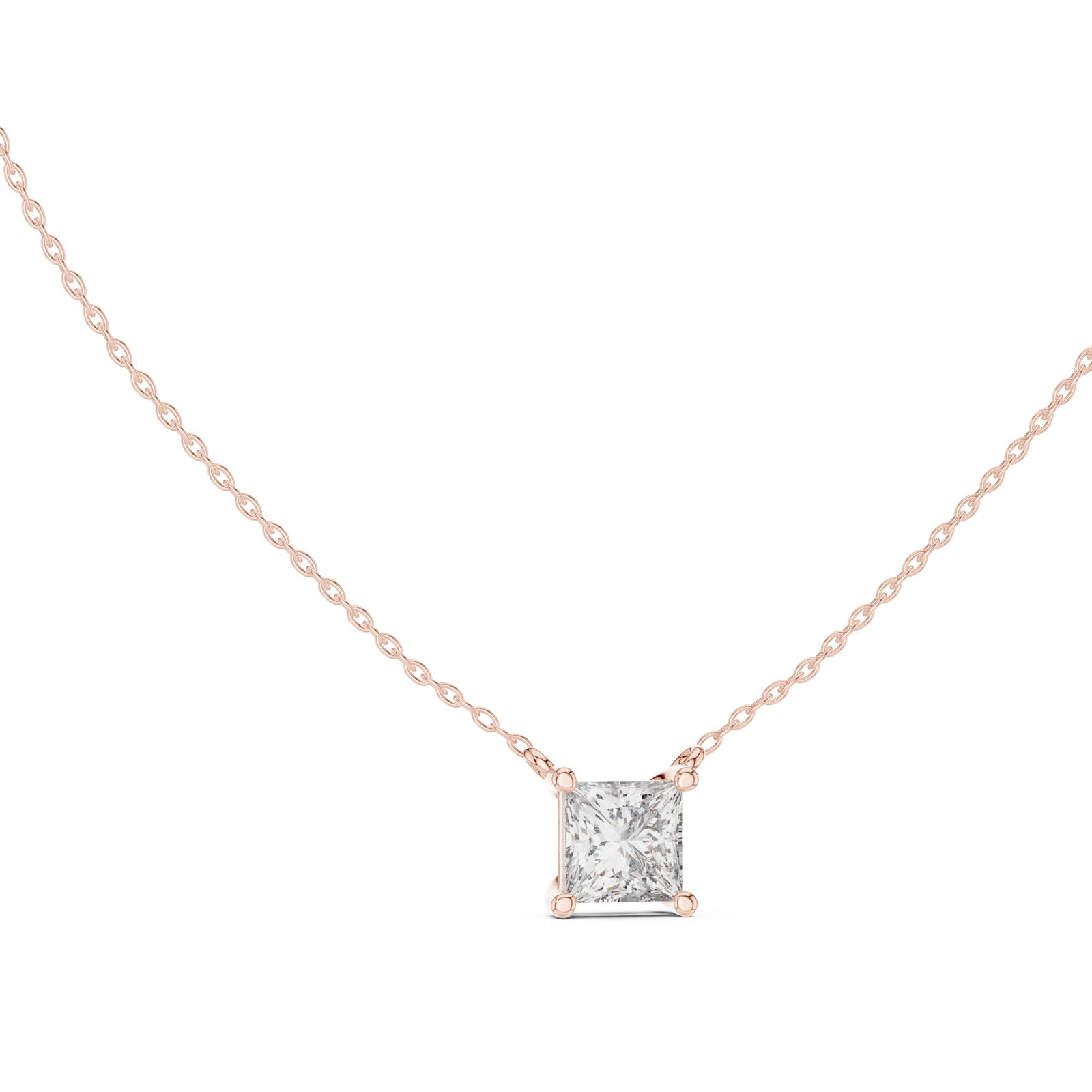 2.50 Ct. Princess Cut Diamond Solitaire Pendant Necklace with Four-Prong Setting (GPD-0076) 9