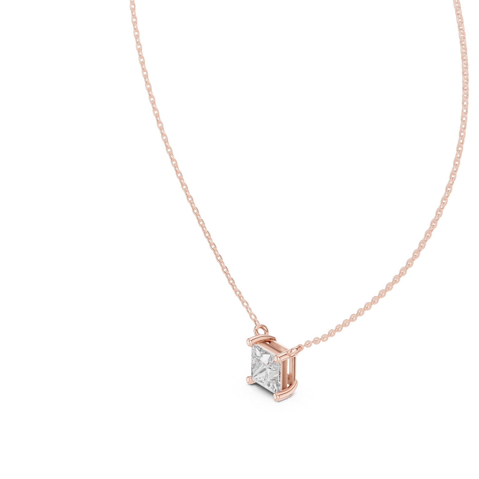 2.50 Ct. Princess Cut Diamond Solitaire Pendant Necklace with Four-Prong Setting (GPD-0076) 10