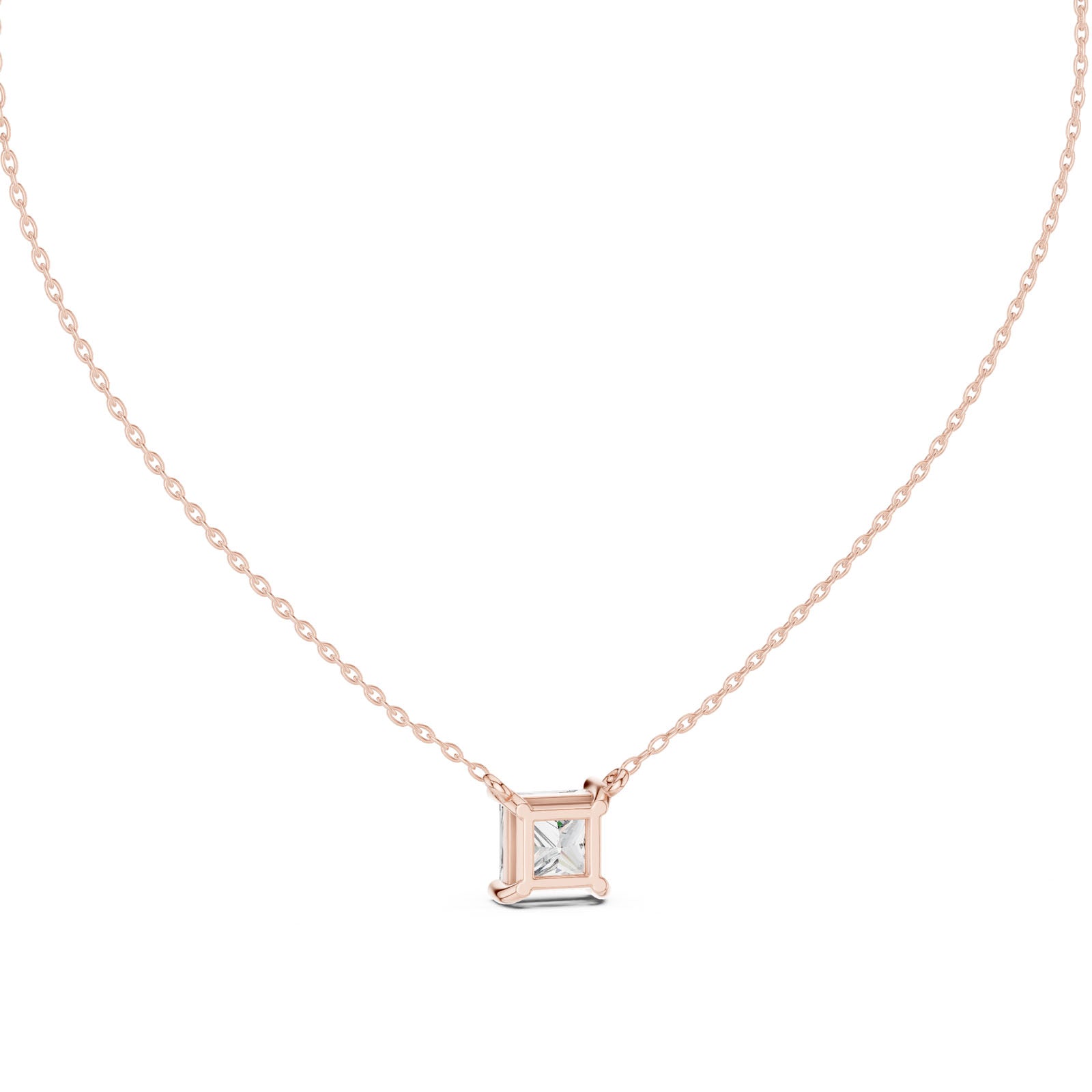 2.50 Ct. Princess Cut Diamond Solitaire Pendant Necklace with Four-Prong Setting (GPD-0076) 12