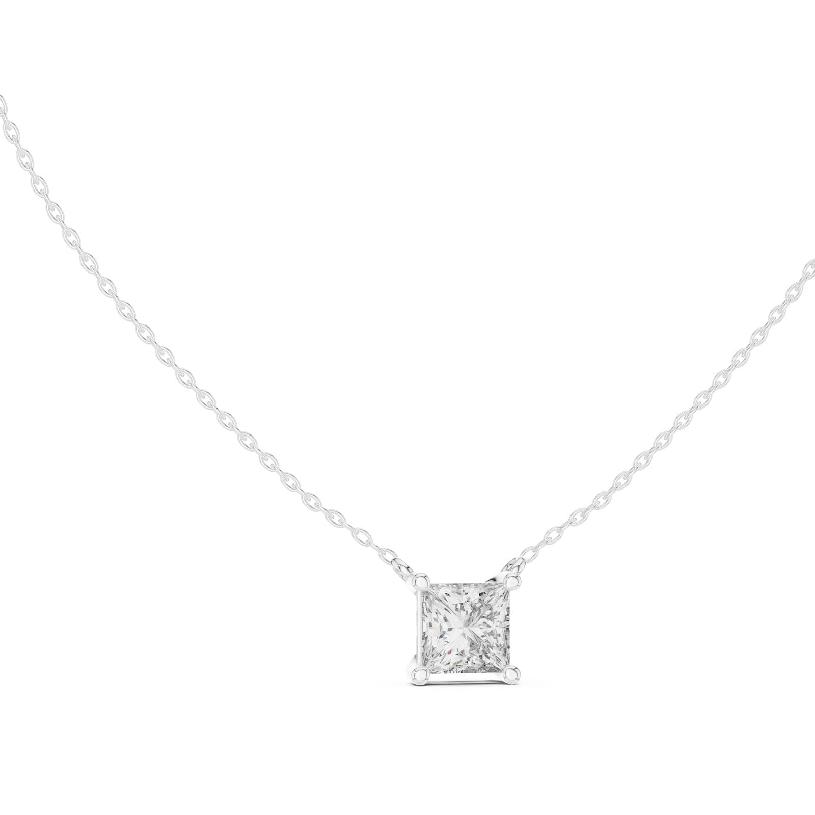 2.50 Ct. Princess Cut Diamond Solitaire Pendant Necklace with Four-Prong Setting (GPD-0076)