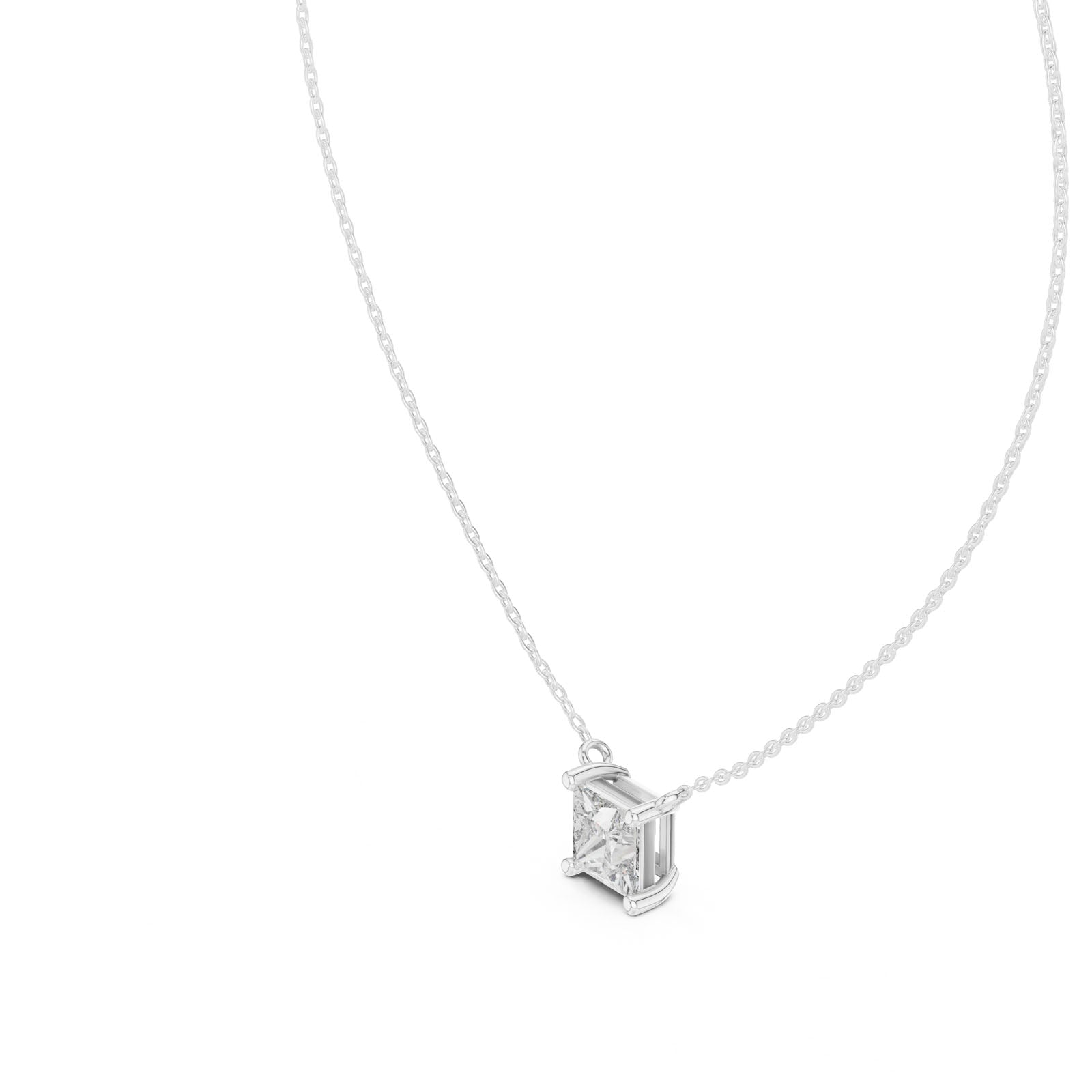 2.50 Ct. Princess Cut Diamond Solitaire Pendant Necklace with Four-Prong Setting (GPD-0076) 4