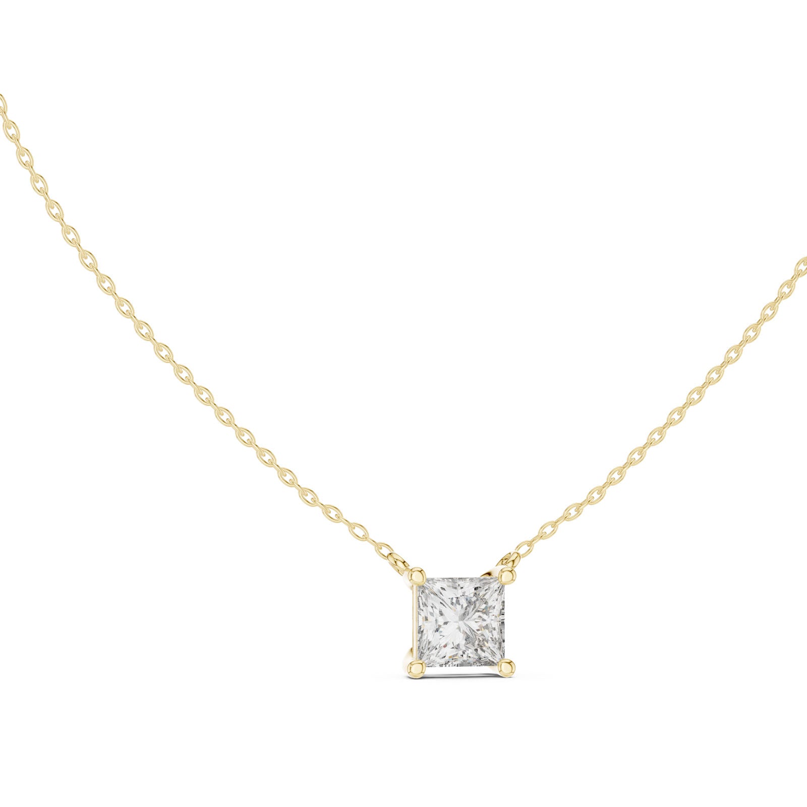 2.50 Ct. Princess Cut Diamond Solitaire Pendant Necklace with Four-Prong Setting (GPD-0076) 7
