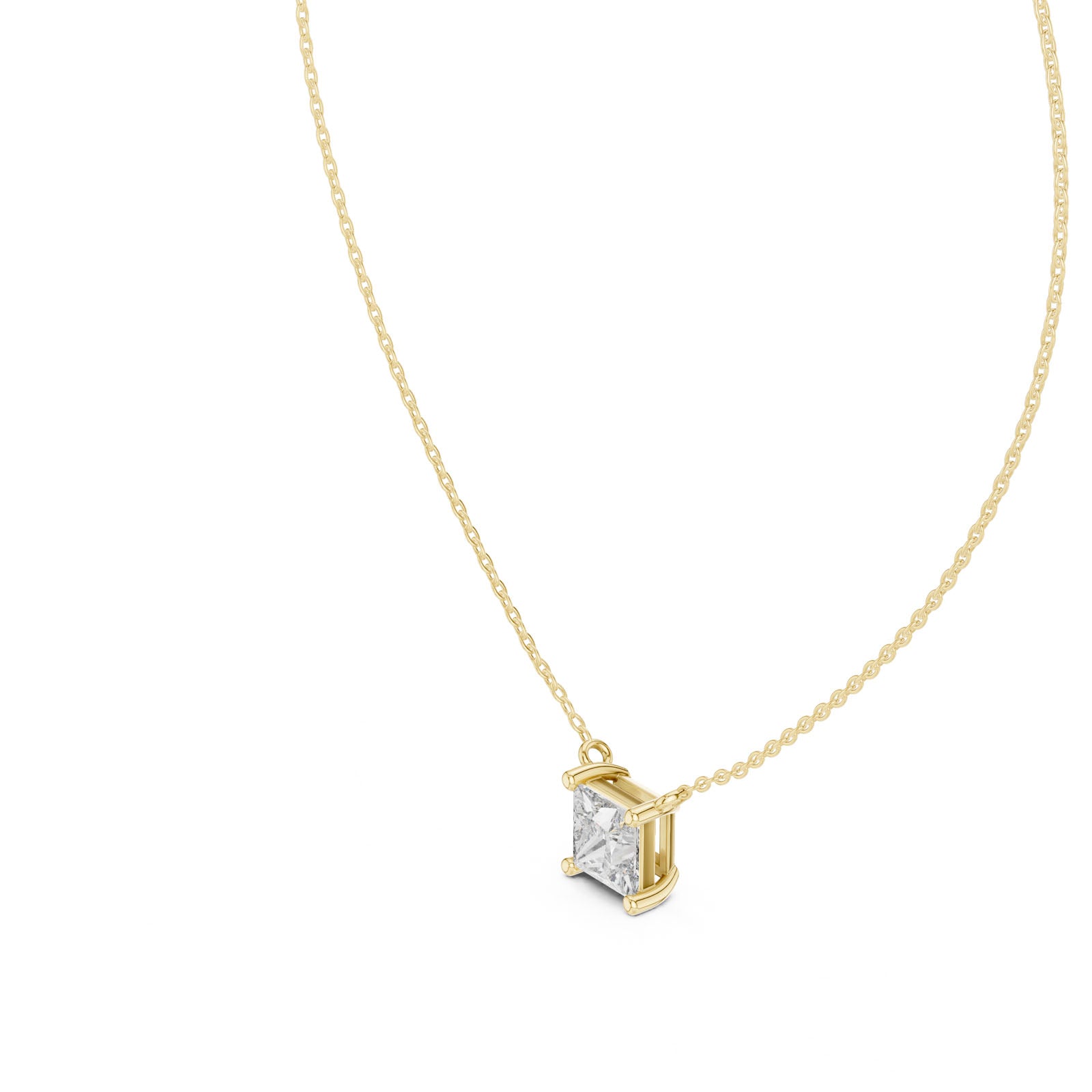 2.50 Ct. Princess Cut Diamond Solitaire Pendant Necklace with Four-Prong Setting (GPD-0076)