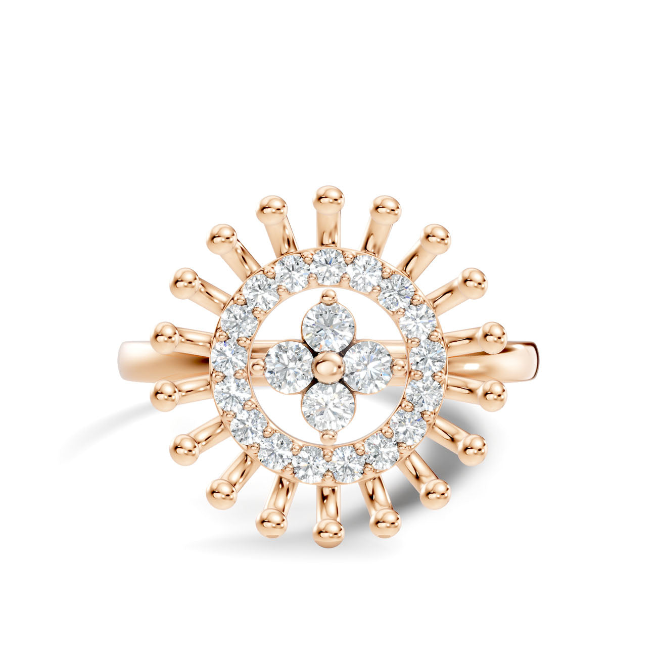 .27 Ct. Round "Water Drop" Diamond Halo Cluster Ring with Sunburst Setting (GJSLR-035) 10