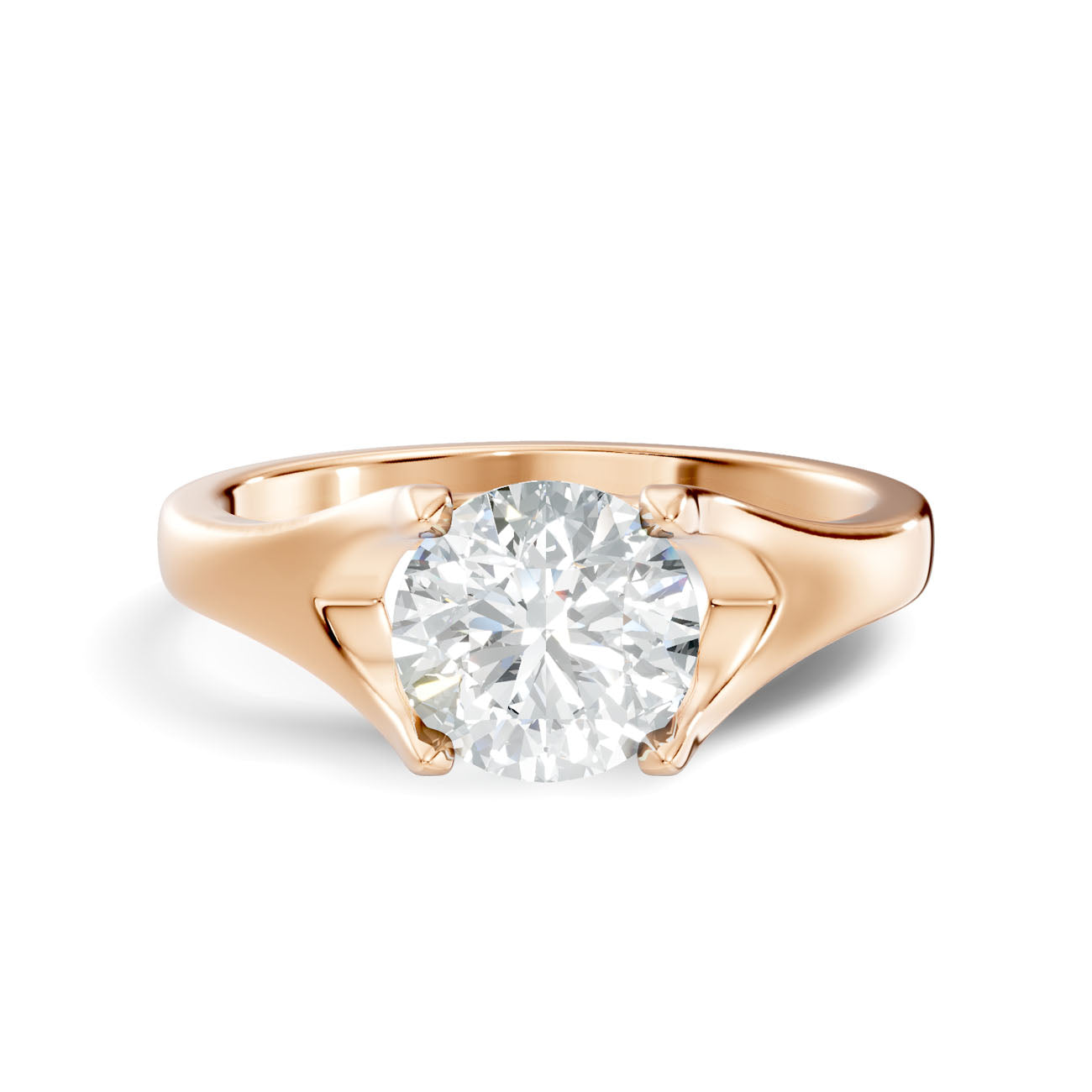 1.00 Ct. Classic Round Diamond Solitaire Ring with Sculpted Cathedral Setting (L2-27#10031L) 3