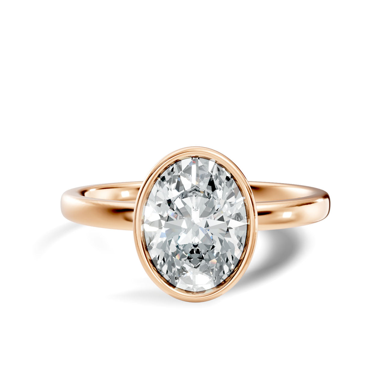 1.35 Ct. Classic Oval Diamond Bezel-Set Solitaire Ring (L2-27#10042L) 14