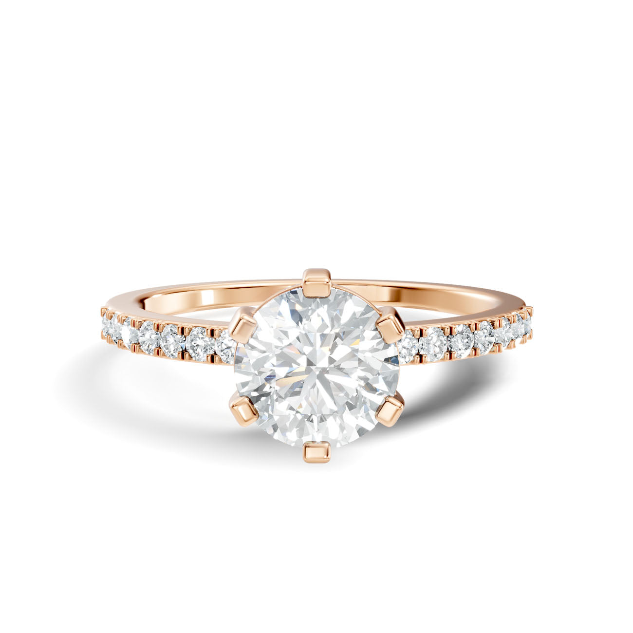 1.20 Ct. Classic Round Solitaire Diamond Ring with Pavé Band (GJSLR-016) 7
