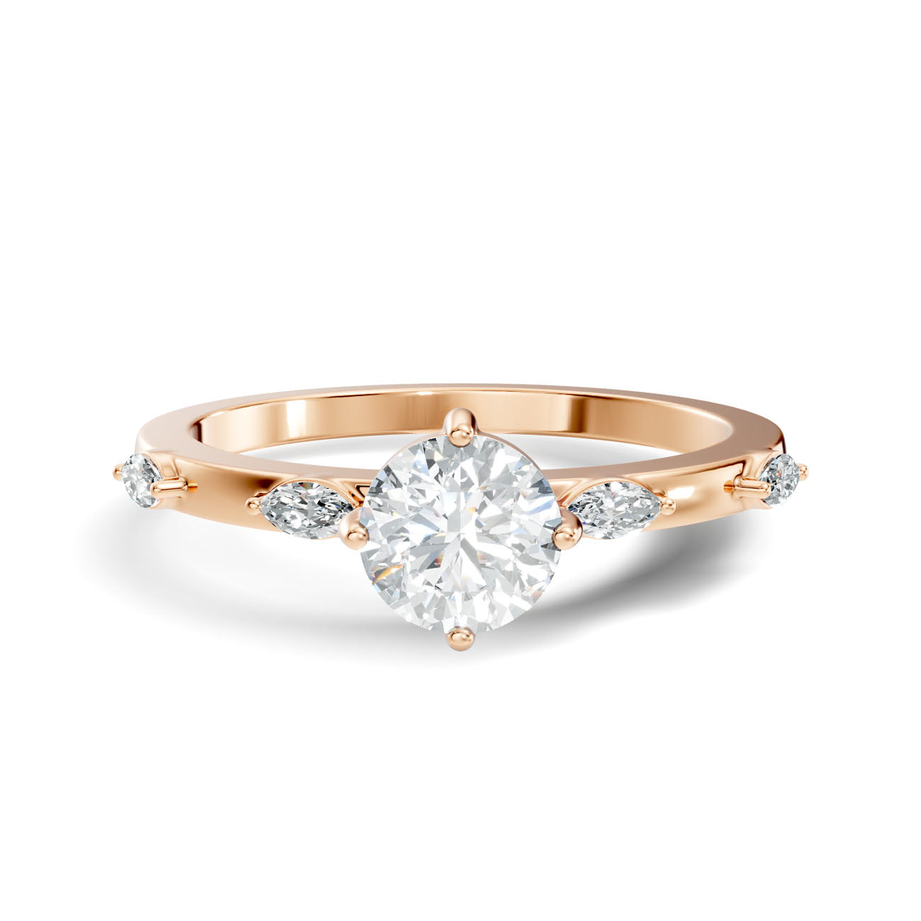 .60 Ct. Round Diamond Ring with Marquise Side Stones (GJSLR-086) 11