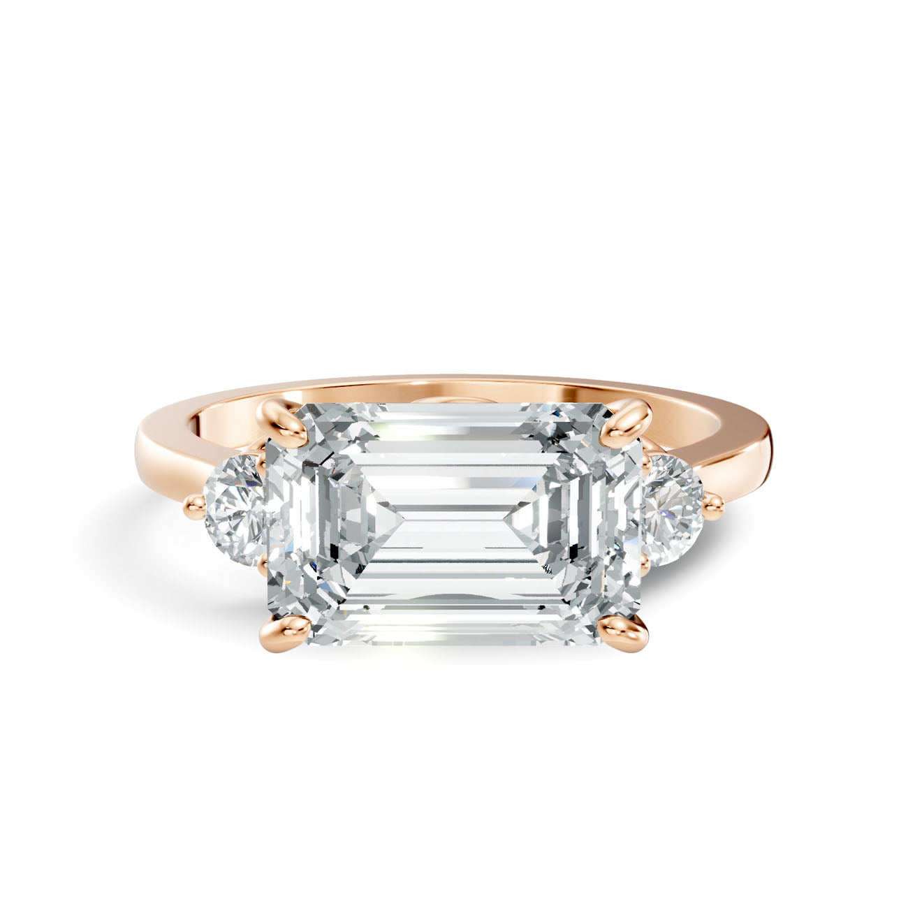 2.62 Ct. Emerald Cut Diamond Ring with Round Side Stones (GJSLR-084) 10