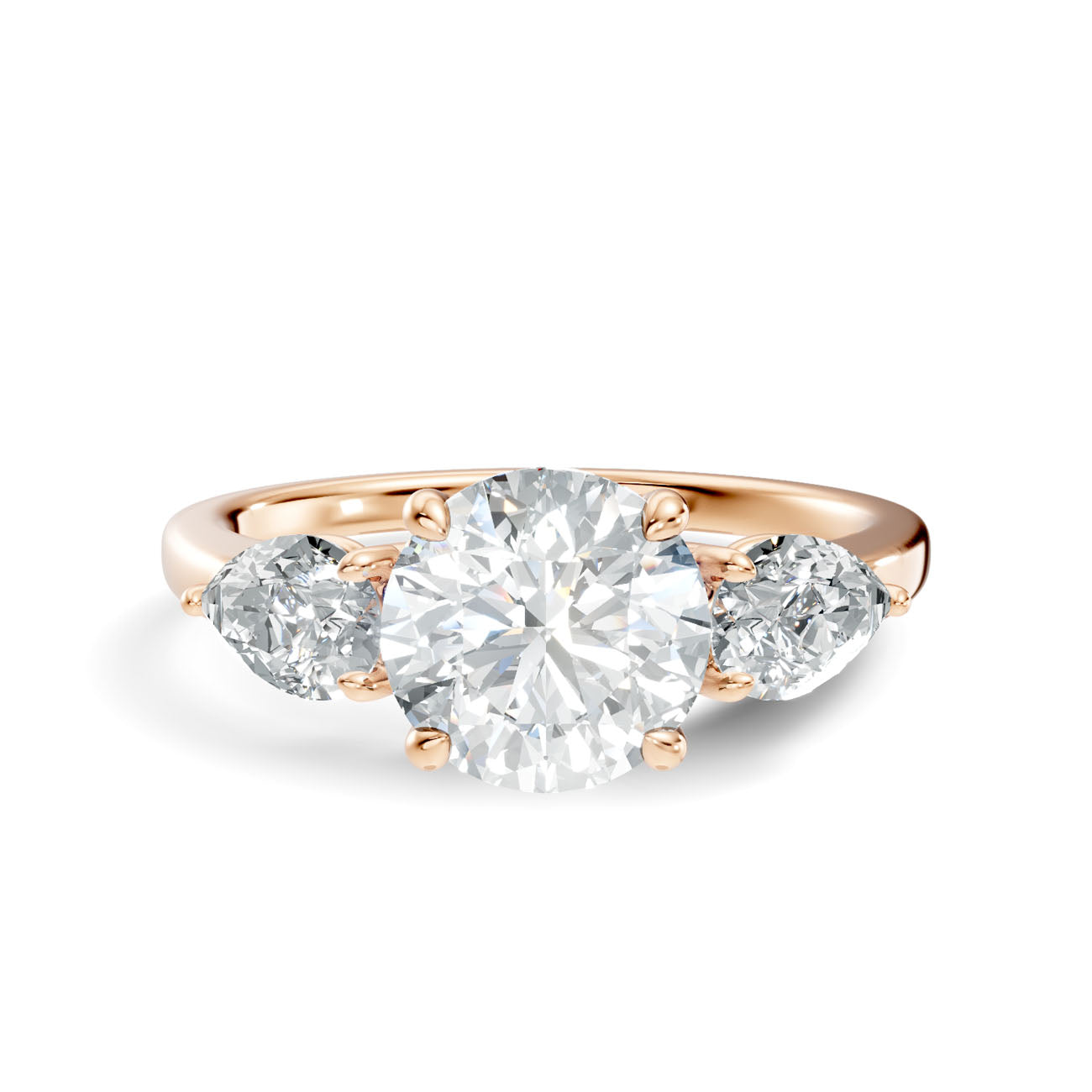 2.12 Ct. Round Diamond Ring with Pear Side Stones (L2-27#10029L) 3