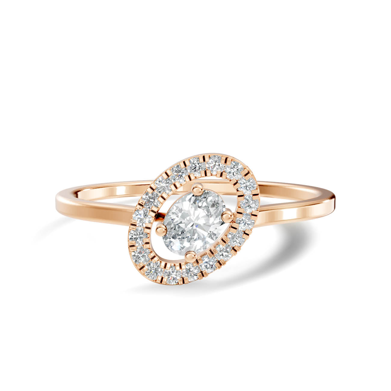 .22 Ct. Oval Diamond Halo Ring with Milgrain Detailing (GJSLR-07) 12