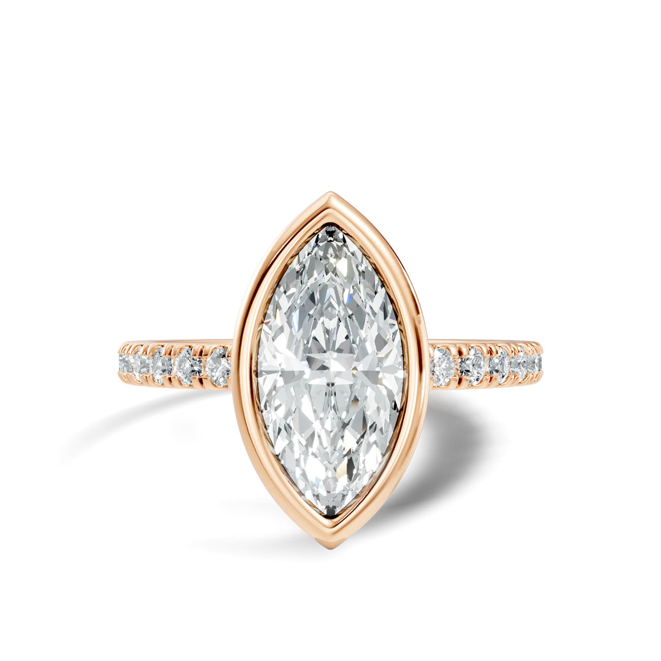 1.80 Ct. Marquise Diamond Ring with Bezel Setting and Pavé Band (L2-27#10047L) 10