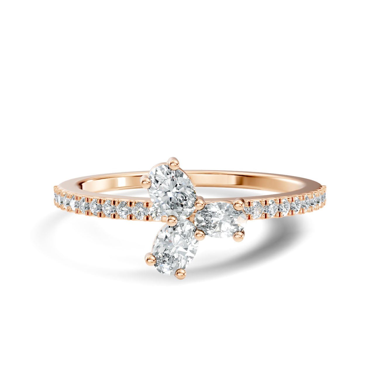 .32 Ct. Oval Diamond Trio Cluster Ring with Pavé Band (GJSLR-015) 10