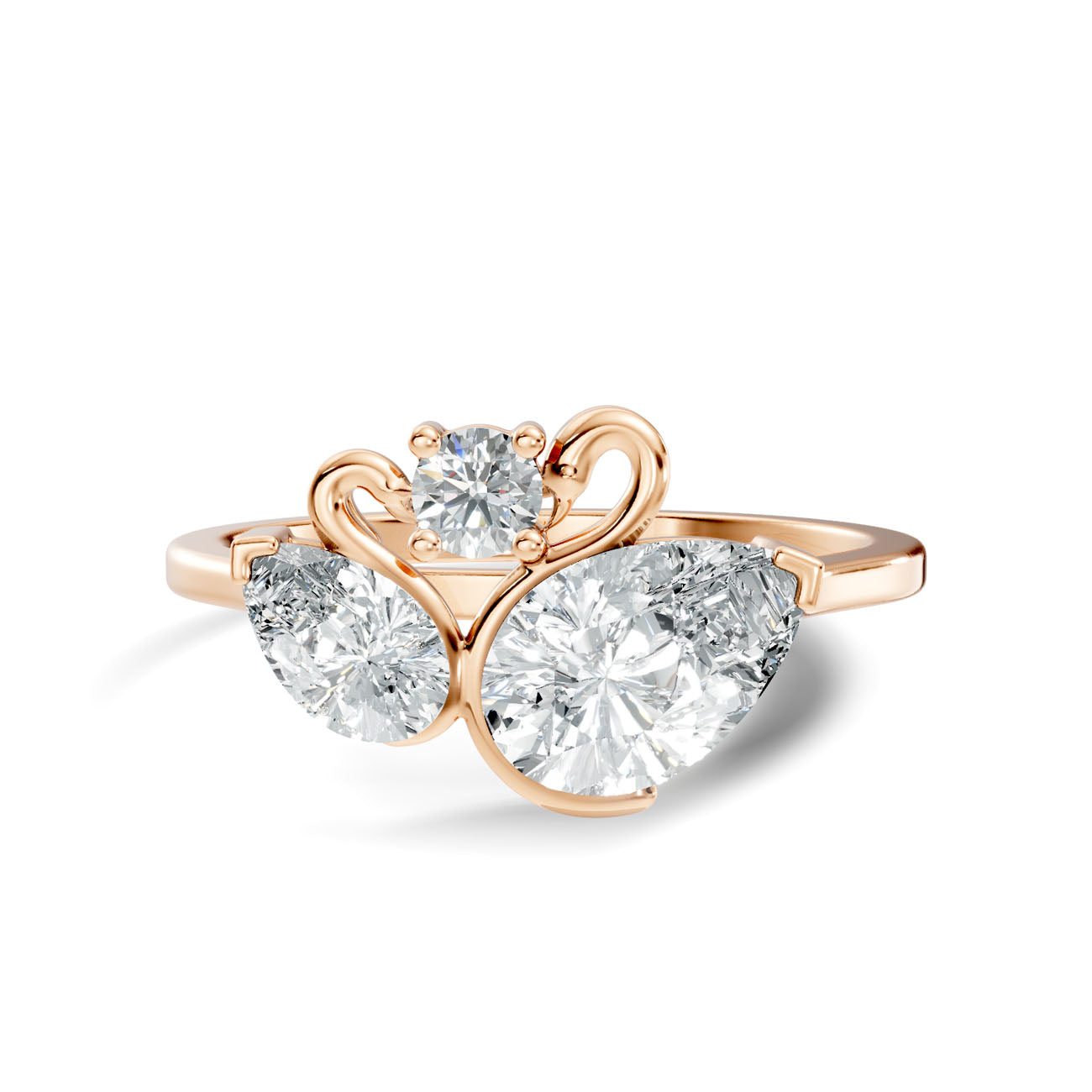 .75. Ct. Pear Diamond Three-Stone Swirl Ring (GJSLR-038) 6