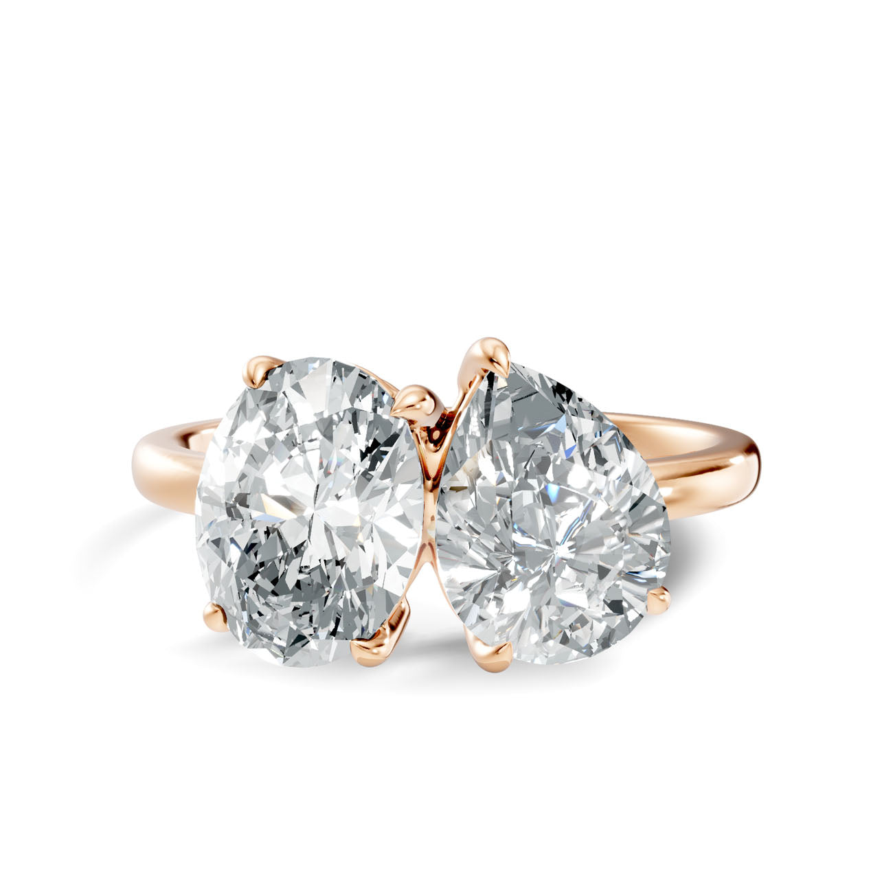 2.75 Ct. Toi et Moi Oval and Pear Diamond Ring with Dual-Prong Setting (L2-27#10026L) 11