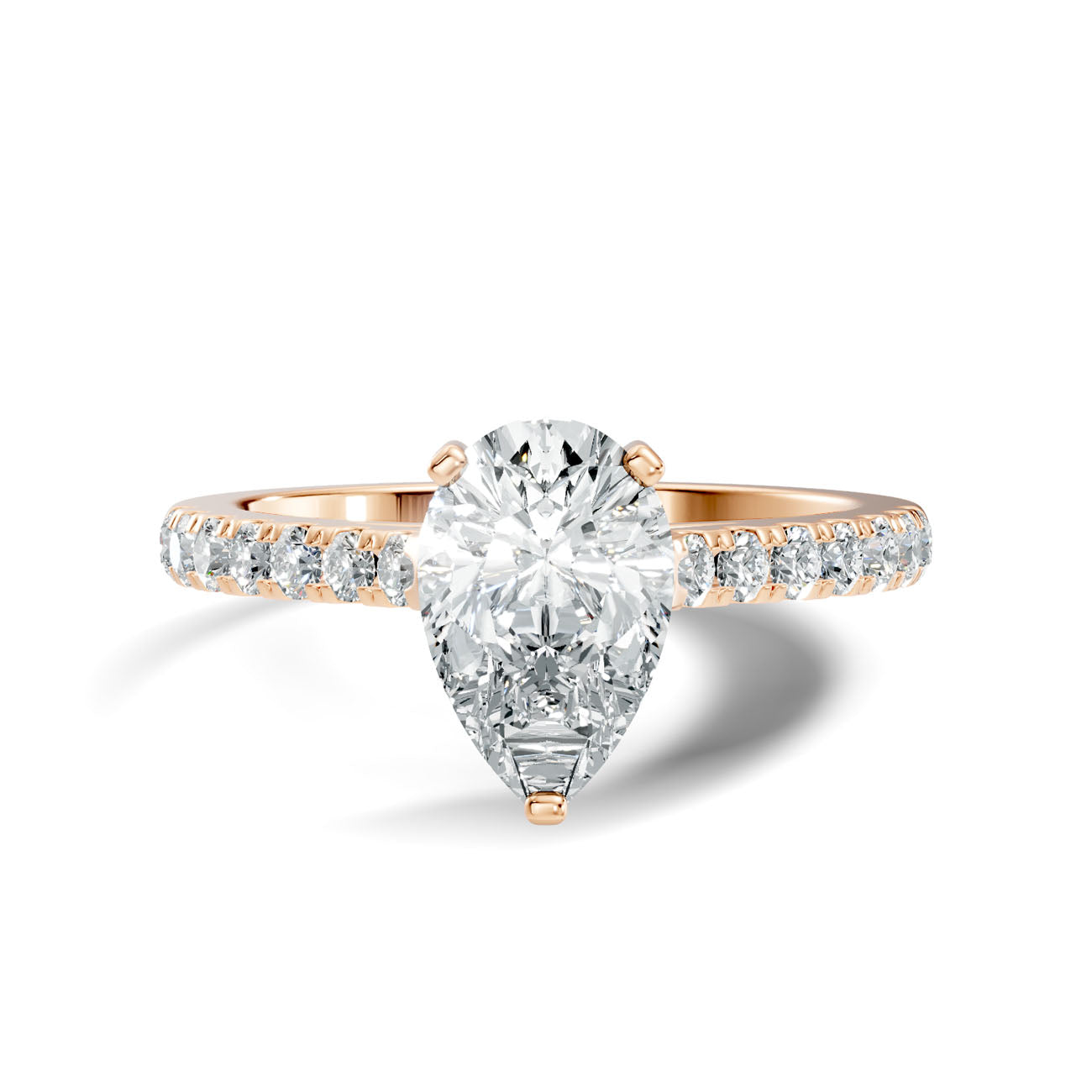 1.21 Ct. Pear Cut Diamond Engagement Ring with Pavé Band (GJSLR-030) 7