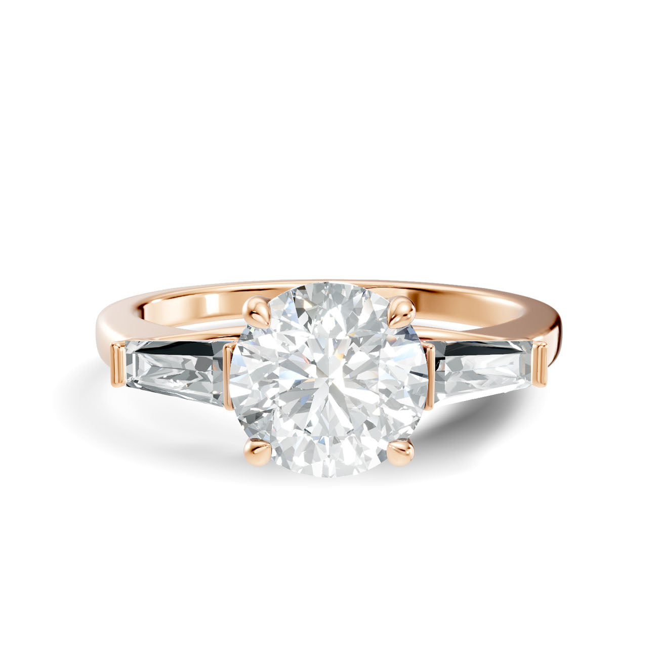 2.03 Ct. Round Diamond Ring with Tapered Baguette Side Stones (L2-27#10054L) 3