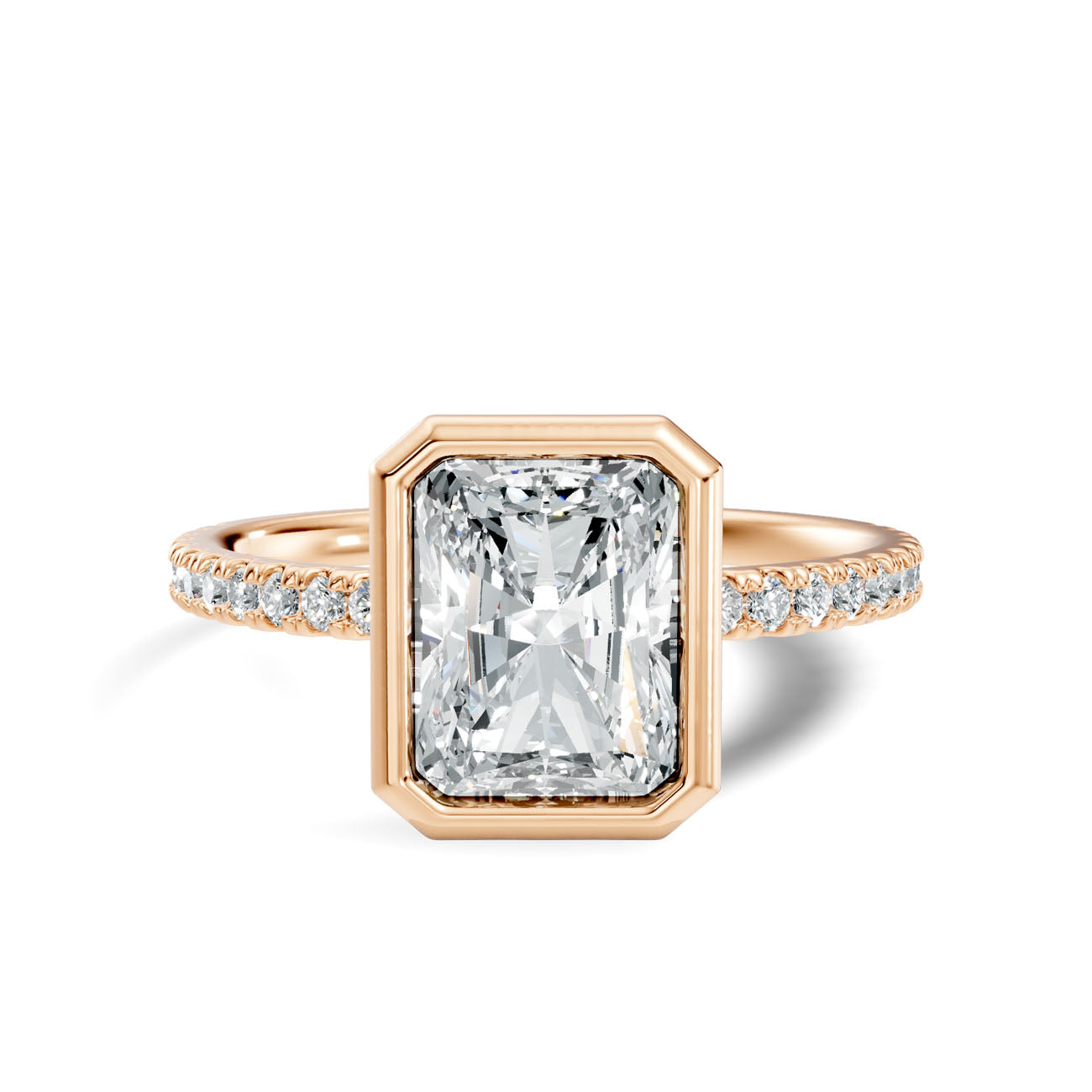 1.85 Ct. Radiant Cut Bezel-Set Diamond Ring with Pavé Shank (L2-27#10045L) 10