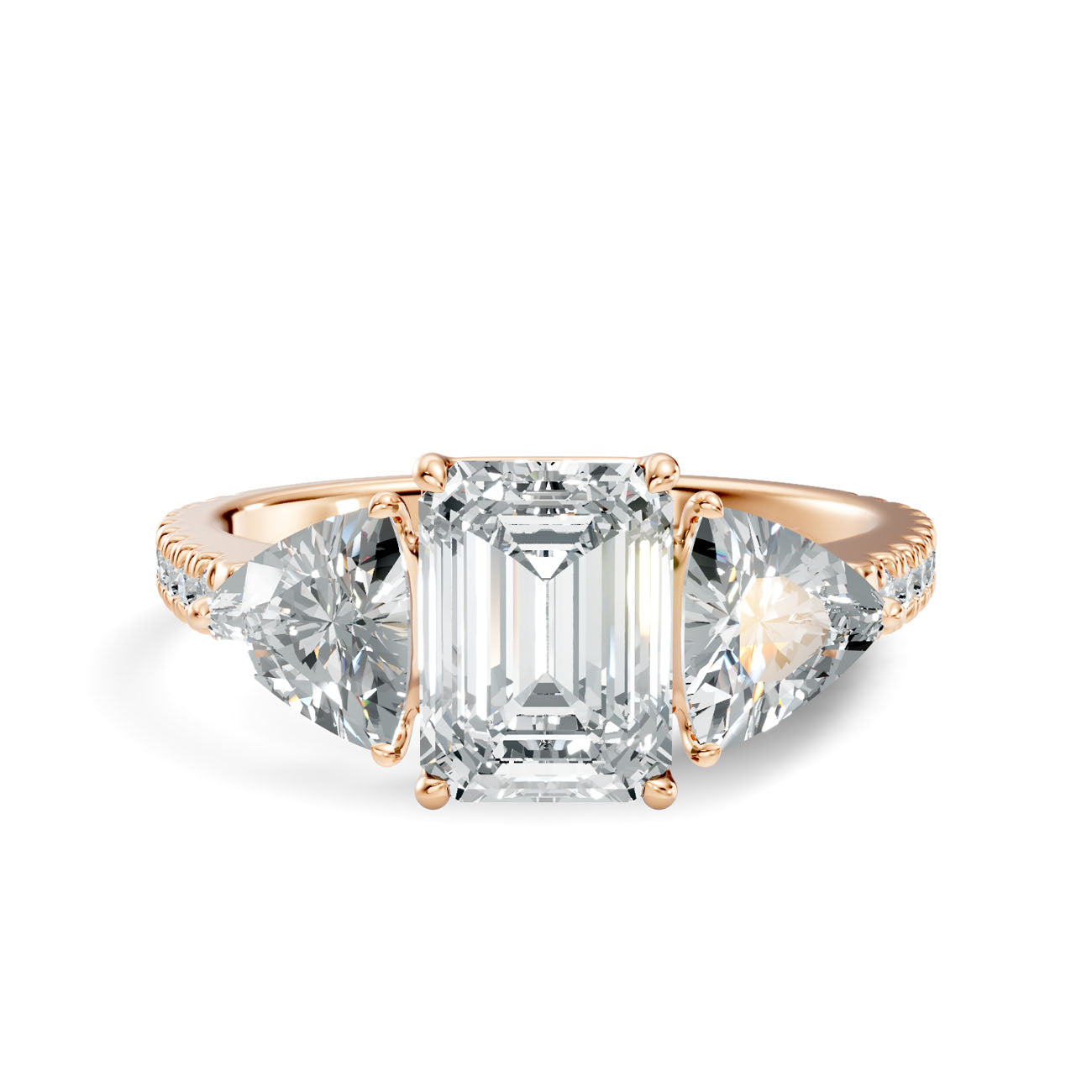 2.50 Ct. Emerald Cut Diamond Ring with Pear Side Stones and Pavé Shank (L2-27#10052L) 3