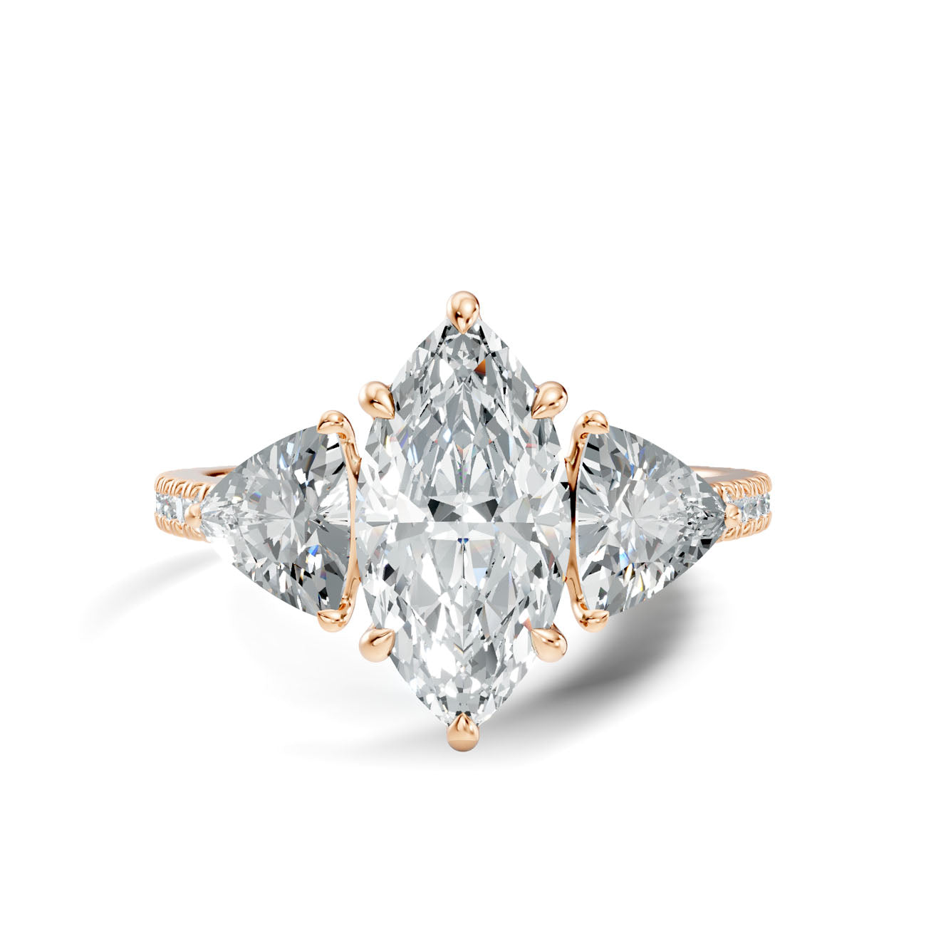2.60 Ct. Marquise Diamond Ring with Trillion Side Diamonds and Pavé Shank (L2-27#10062L) 3