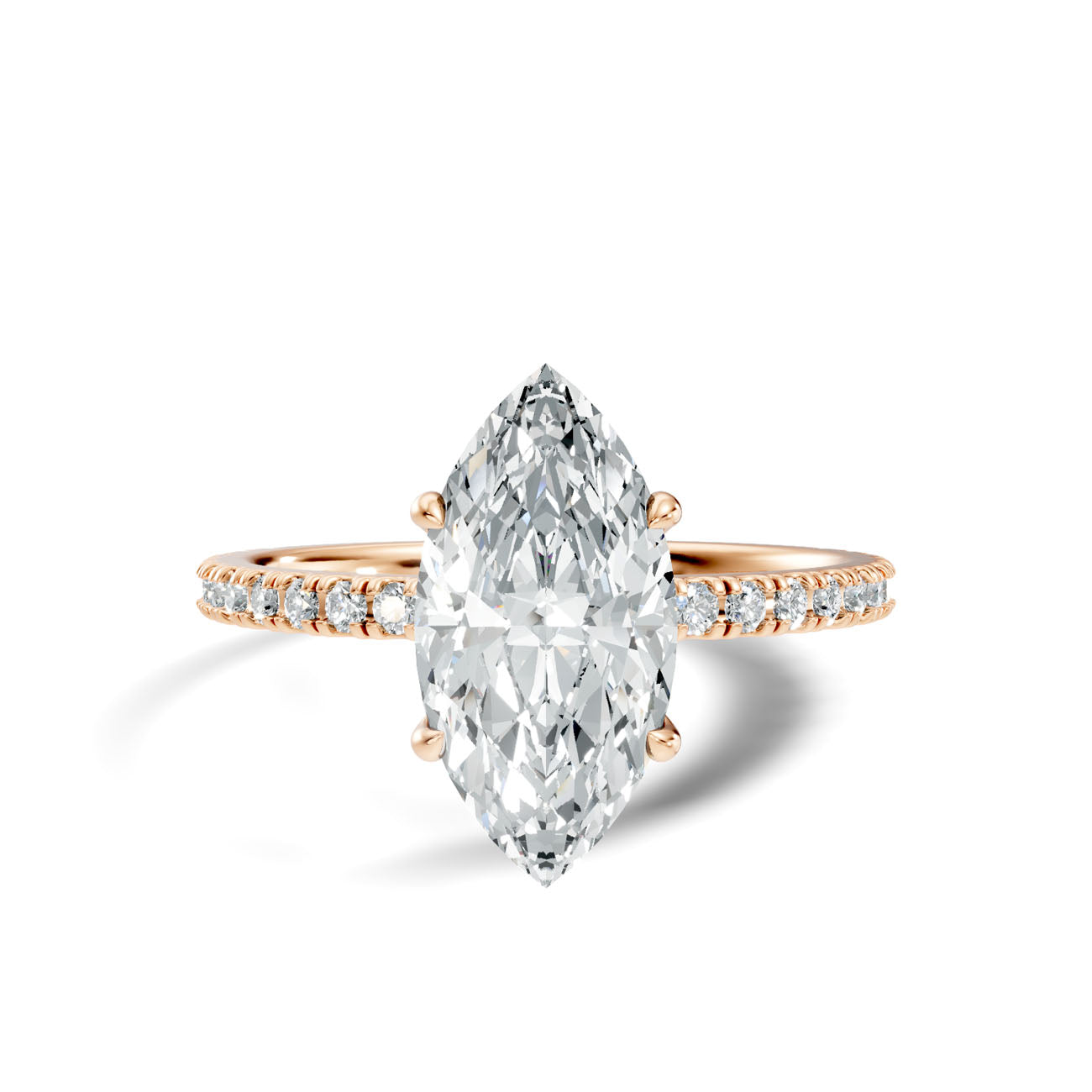 2.40 Ct. Marquise Diamond Solitaire Ring with Hidden Halo and Pavé Shank (L2-27#10033L) 3