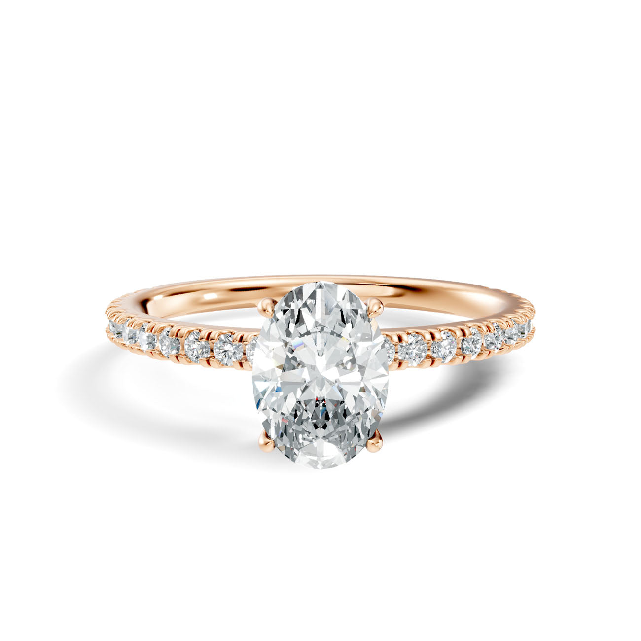 1.02 Ct. Oval Diamond Solitaire Ring with Hidden Halo and Pavé Shank (L2-27#10034L) 6