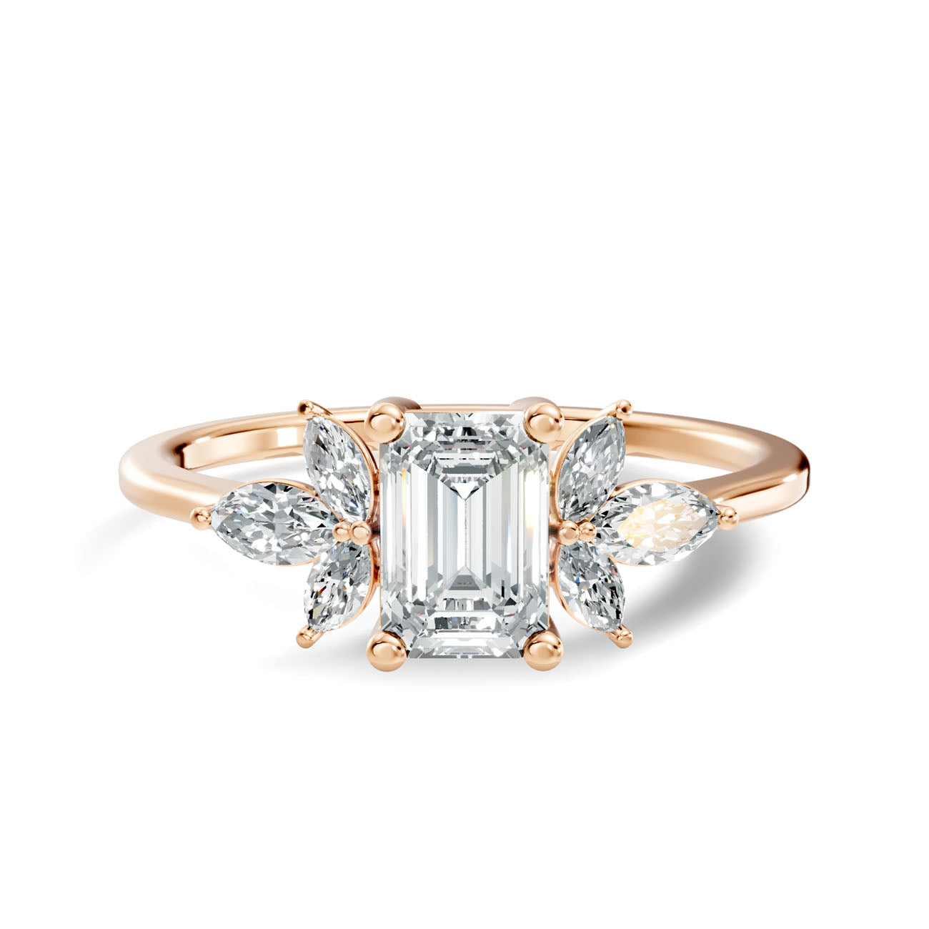.67 Ct. Emerald-Cut Diamond Ring with Marquise Side Stones (GJSLR-012) 7