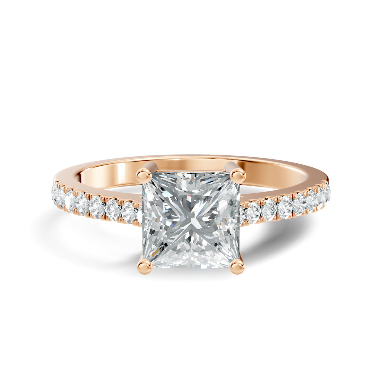 .95 Ct. Princess Cut Diamond Pavé Engagement Ring (GJSLR-034) 7