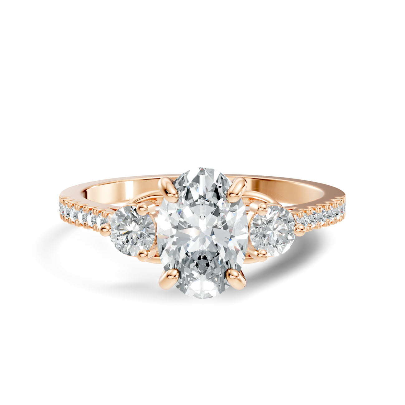 1.22 Ct. Oval Diamond Ring with Round Side Stones and Pavé Shank (GJSLR-085) 6