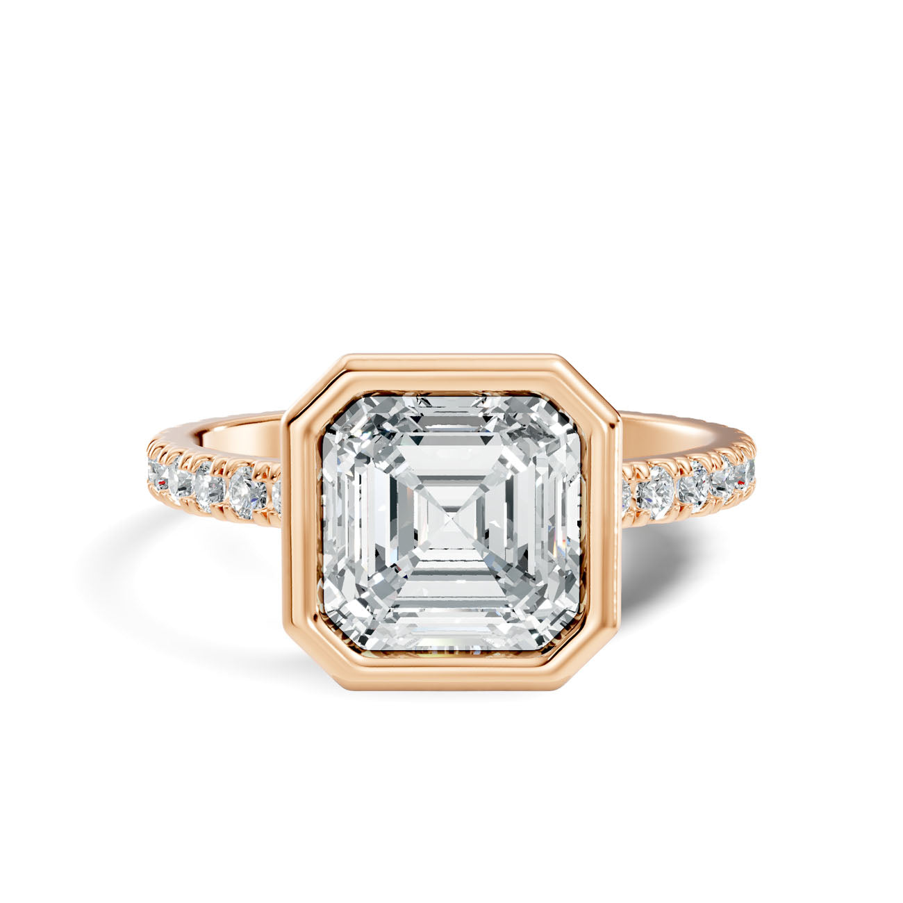 2.60 Ct. Asscher-Cut Diamond Ring with Bezel Setting and Pavé Band (L2-27#10049L) 4