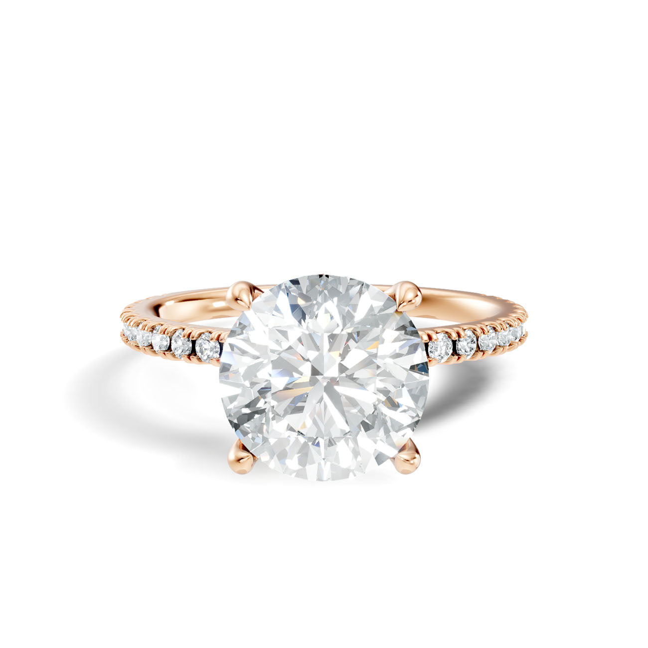 2.30 Ct. Classic Round Diamond Solitaire Ring with Hidden Halo and Pavé Shank (L2-27#10035L) 6