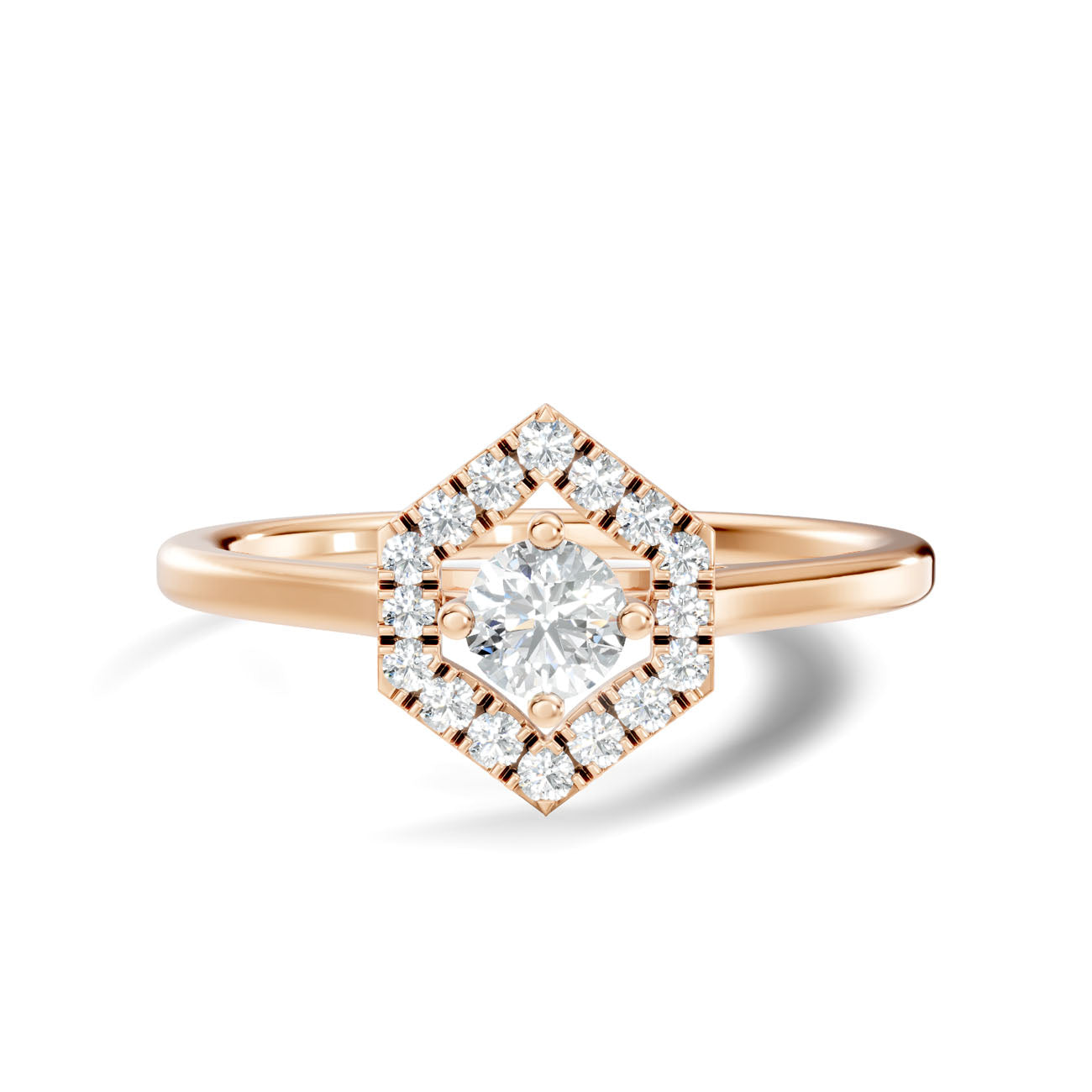.25 Ct Hexagon Halo Round Diamond Engagement Ring (GJSLR-019) 6