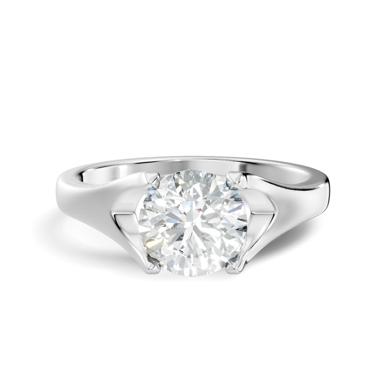 1.00 Ct. Classic Round Diamond Solitaire Ring with Sculpted Cathedral Setting (L2-27#10031L) 10