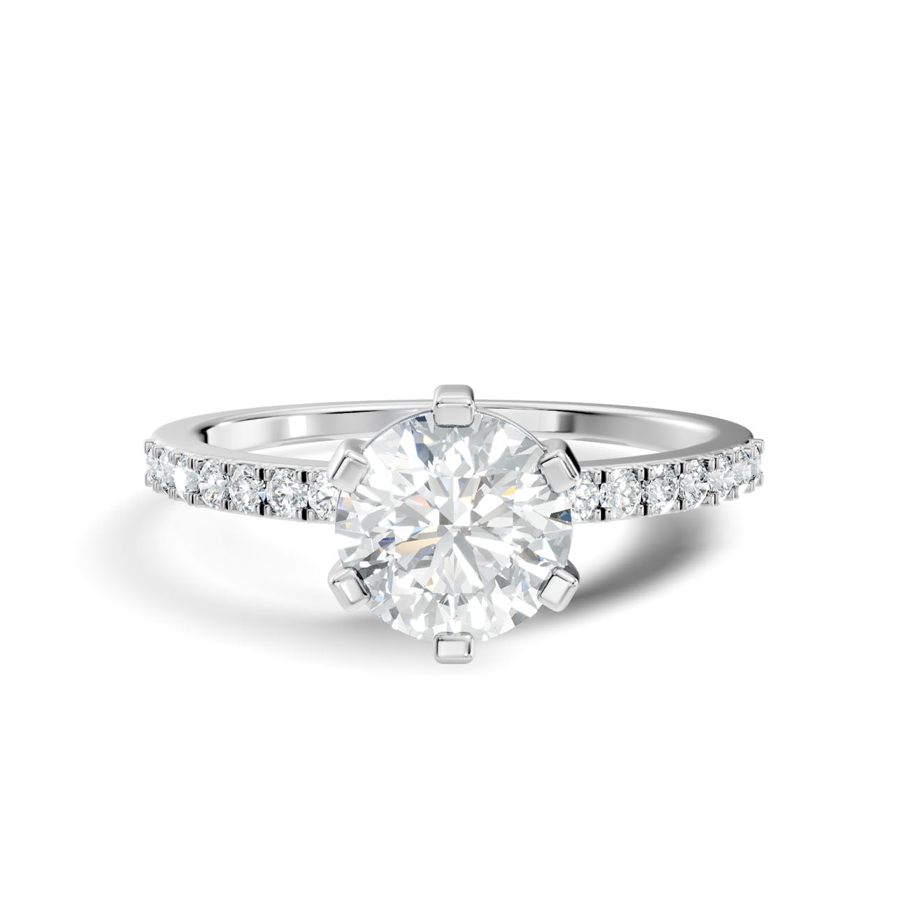 1.20 Ct. Classic Round Solitaire Diamond Ring with Pavé Band (GJSLR-016) 14