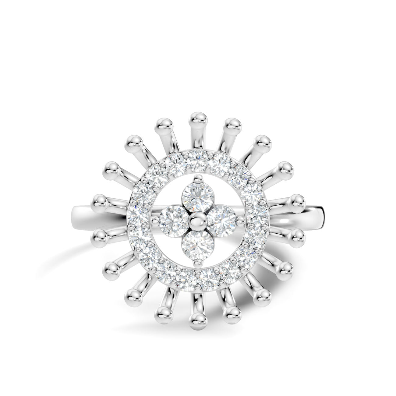 .27 Ct. Round "Water Drop" Diamond Halo Cluster Ring with Sunburst Setting (GJSLR-035) 6
