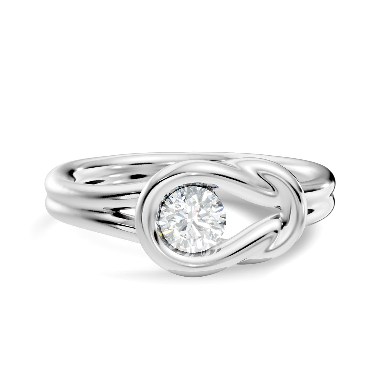 .25 Ct. Round Diamond Swirl Bezel Ring with Sculpted Loop Setting (L2-27#10013L) 10