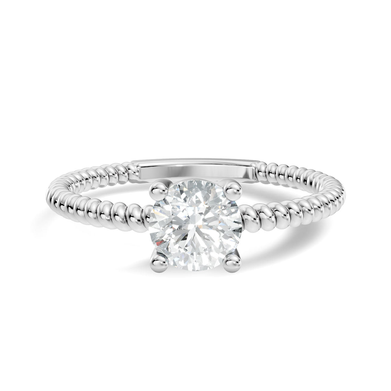 .50 Ct. Round Diamond Solitaire Ring with Beaded Band (GJSLR-011) 7