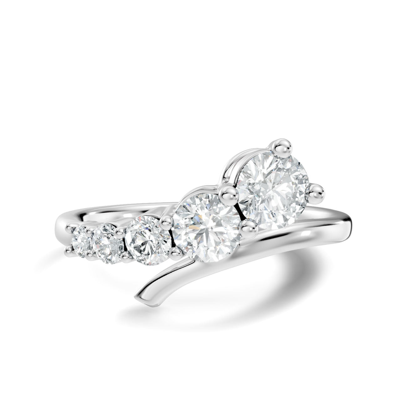 .90 Ct. Graduated Round Diamond Five-Stone Ring with Curved Gallery (L2-27#10011L) 10