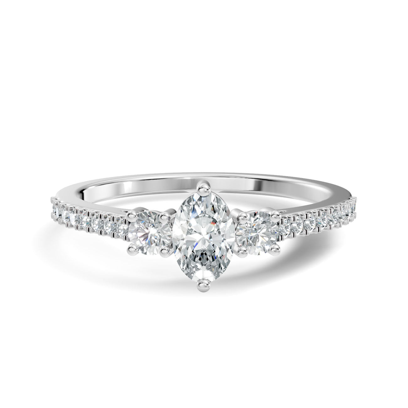 .41 Ct. Oval Diamond Ring with Round Diamond Side Stones and Pavé Shank (GJSLR-013) 10