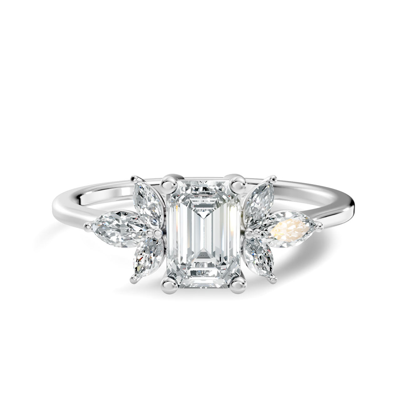 .67 Ct. Emerald-Cut Diamond Ring with Marquise Side Stones (GJSLR-012) 10