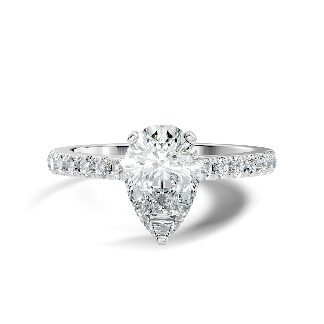 1.21 Ct. Pear Cut Diamond Engagement Ring with Pavé Band (GJSLR-030) 10