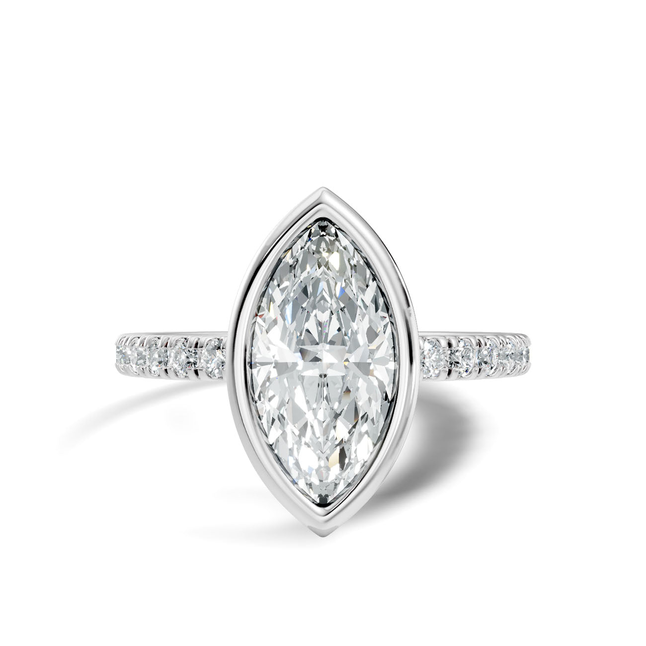 1.80 Ct. Marquise Diamond Ring with Bezel Setting and Pavé Band (L2-27#10047L) 6
