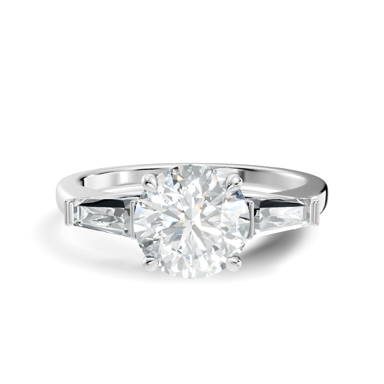 2.03 Ct. Round Diamond Ring with Tapered Baguette Side Stones (L2-27#10054L) 10