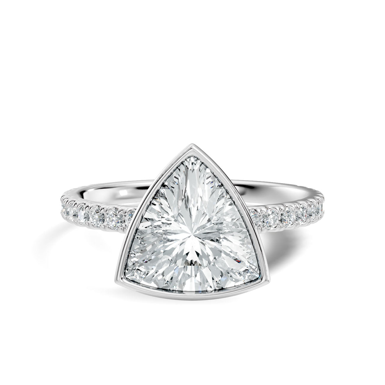 2.15 Ct. Trillion Diamond Ring with Bezel Setting and Pavé Band (L2-27#10048L) 6